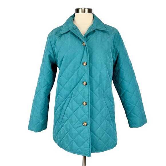 Orvis Womens Blue Quilted Barn Coat Button Front Utility Jacket size Large - Picture 1 of 11